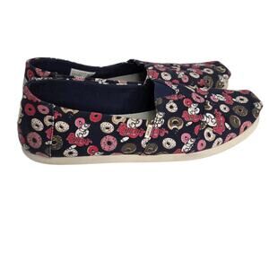 Toms X Randy's Donuts Print  Men's Navy Blue Slip on Casual Canvas Shoes Size 12